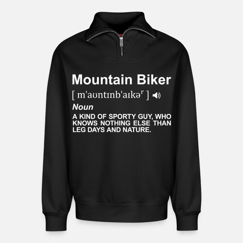 Mountainbiker Wörterbuch - Relaxed Unisex Organic Half Zip Sweatshirt – von SPREAD - Schwarz