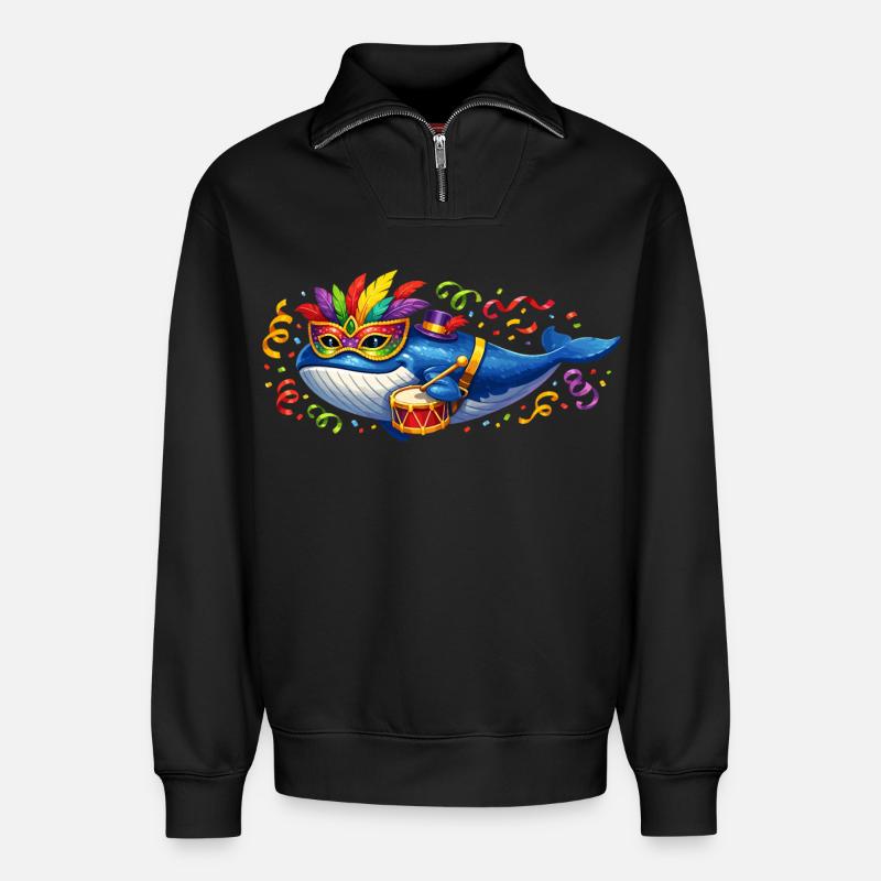 Karnewal Karneval Fasching Geschenk - Relaxed Unisex Organic Half Zip Sweatshirt – von SPREAD - Schwarz