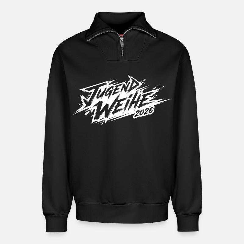 Jugendweihe 2026 - Relaxed Unisex Organic Half Zip Sweatshirt – von SPREAD - Schwarz