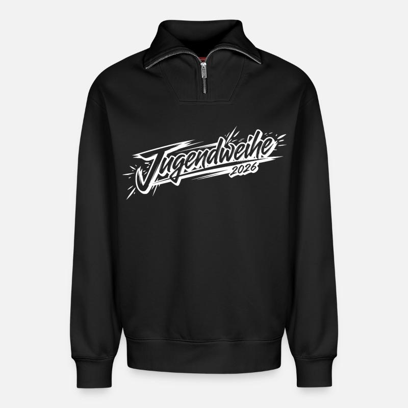 Jugendweihe 2026 - Relaxed Unisex Organic Half Zip Sweatshirt – von SPREAD - Schwarz