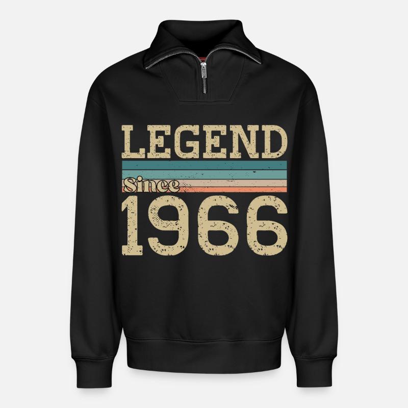 Legende seit 1966 Jubiläum 1966 - Relaxed Unisex Organic Half Zip Sweatshirt – von SPREAD - Schwarz