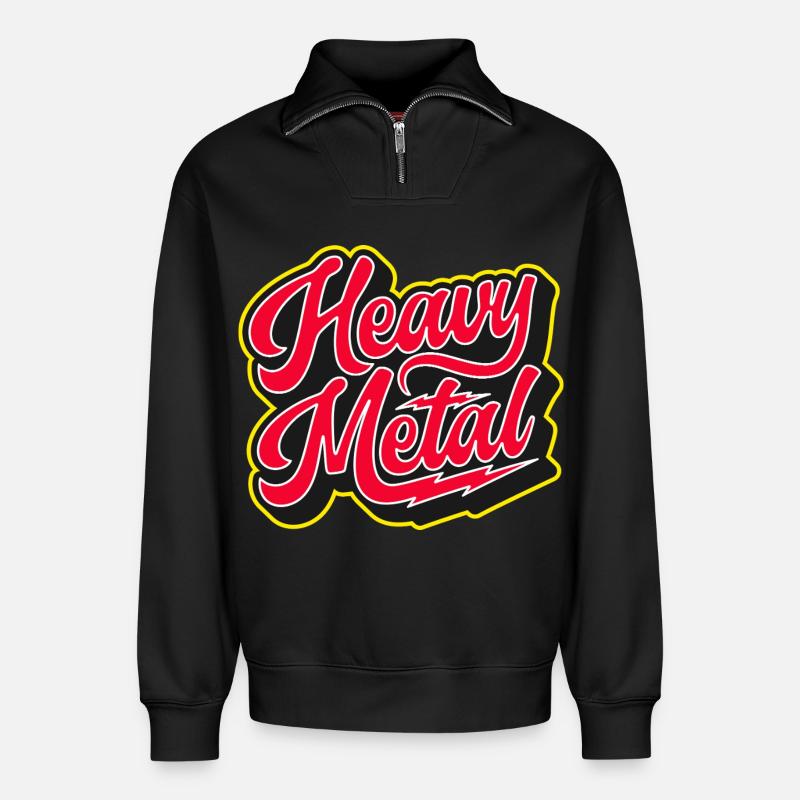 Heavy Metal Bold 3D Script - Relaxed Unisex Organic Half Zip Sweatshirt – by SPREAD - black