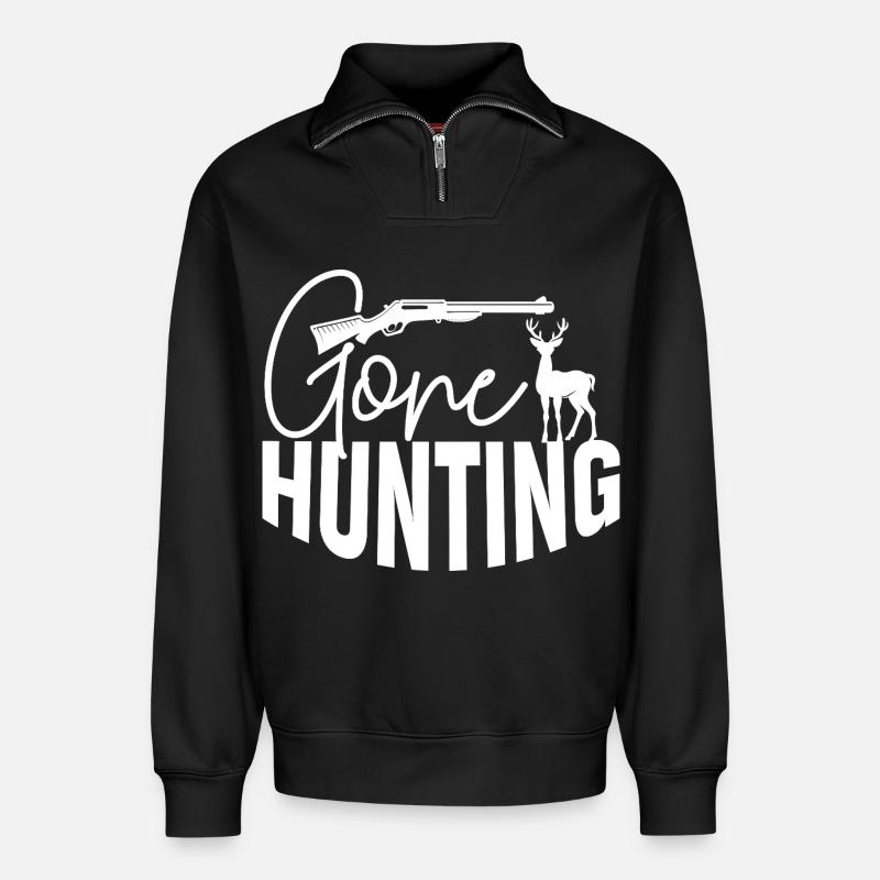 Gone Hunting - Relaxed Unisex Organic Half Zip Sweatshirt – von SPREAD - Schwarz