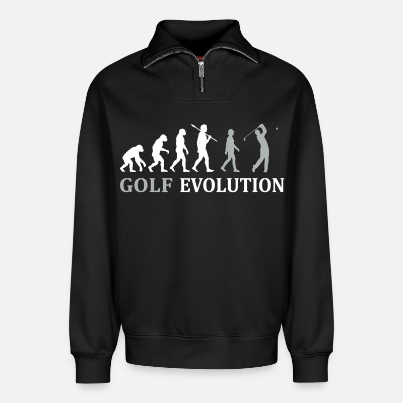 Golf Evolution – Das perfekte Golfer Geschenk - Relaxed Unisex Organic Half Zip Sweatshirt – von SPREAD - Schwarz