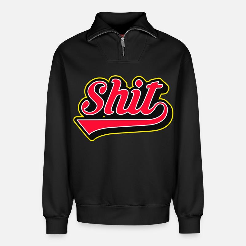 Shit Word Script Logo - Relaxed Unisex Organic Half Zip Sweatshirt – by SPREAD - black