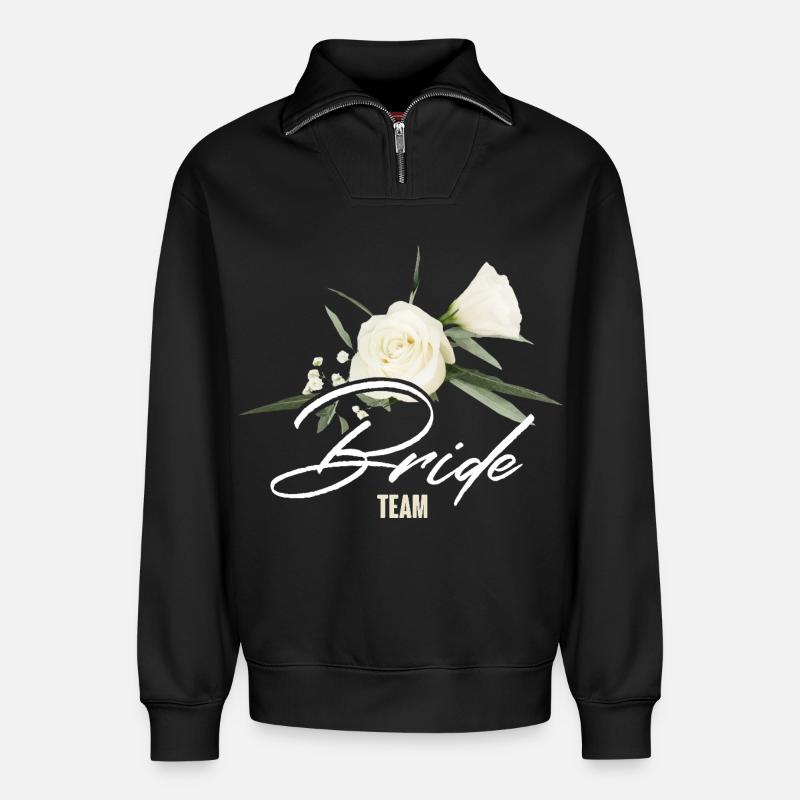 Team bride - Relaxed Unisex Organic Half Zip Sweatshirt – von SPREAD - Schwarz