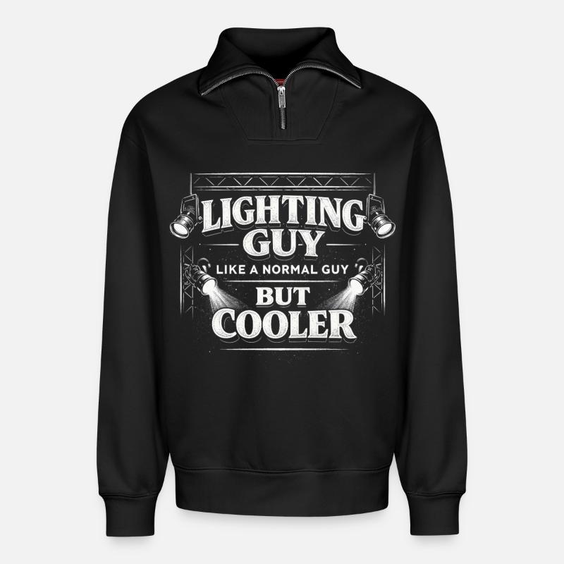 Lighting Technician Lighting Technician Lighting Guy - Relaxed Unisex Organic Half Zip Sweatshirt – by SPREAD - black
