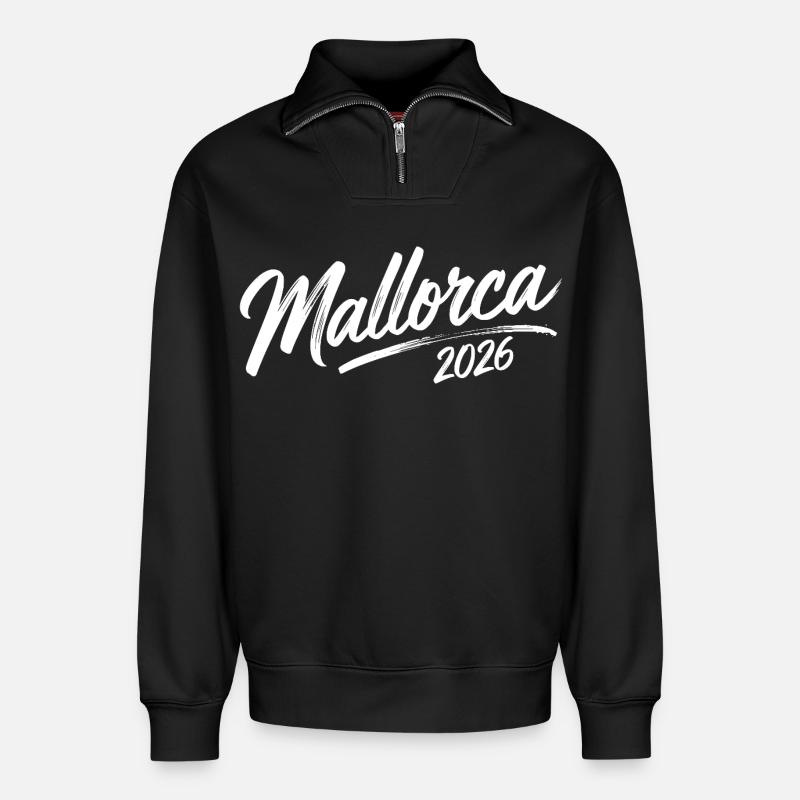 Mallorca 2026 - Relaxed Unisex Organic Half Zip Sweatshirt – by SPREAD - black