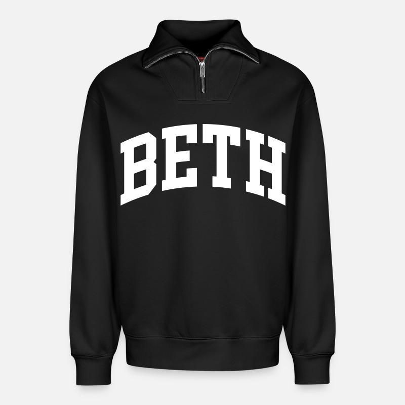Beth - Relaxed Unisex Organic Half Zip Sweatshirt – von SPREAD - Schwarz