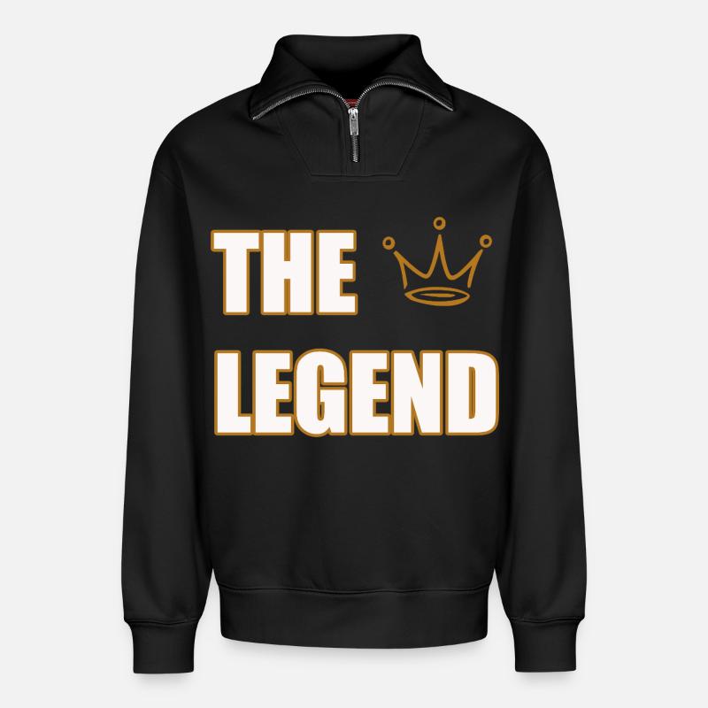 THE LEGEND – Bold Iconic Statement Design - Relaxed Unisex Organic Half Zip Sweatshirt – von SPREAD - Schwarz