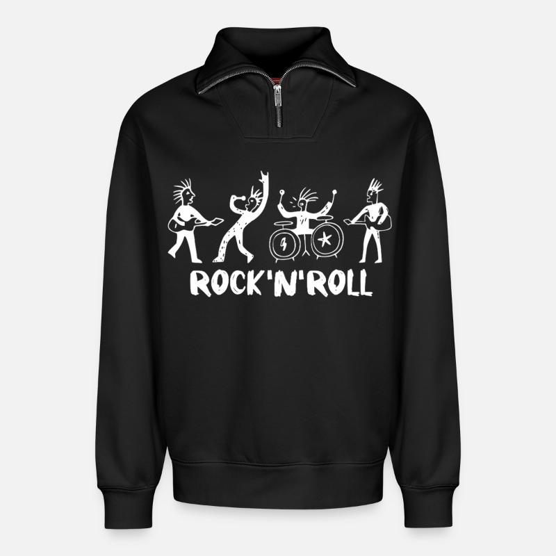 Rock'n'Roll-Band - Relaxed Unisex Organic Half Zip Sweatshirt – von SPREAD - Schwarz