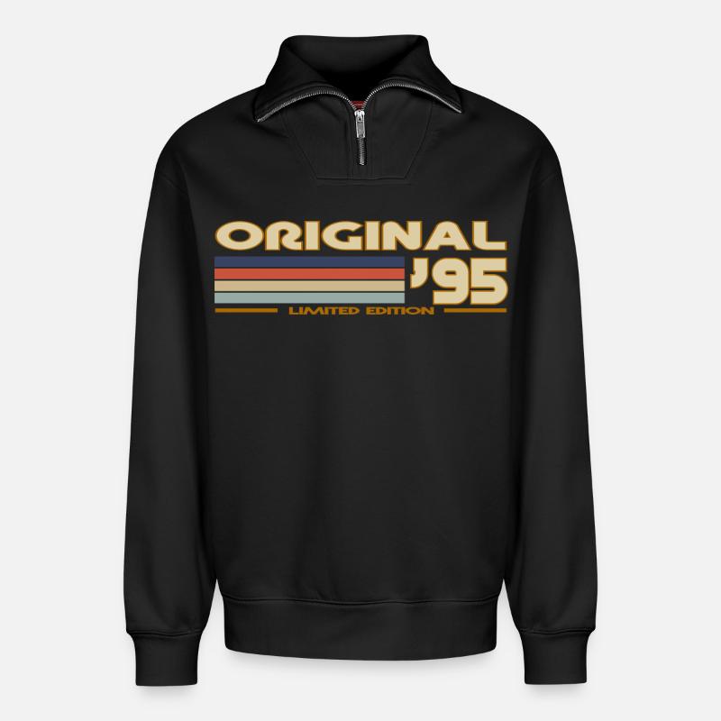 1995 - Relaxed Unisex Organic Half Zip Sweatshirt – von SPREAD - Schwarz