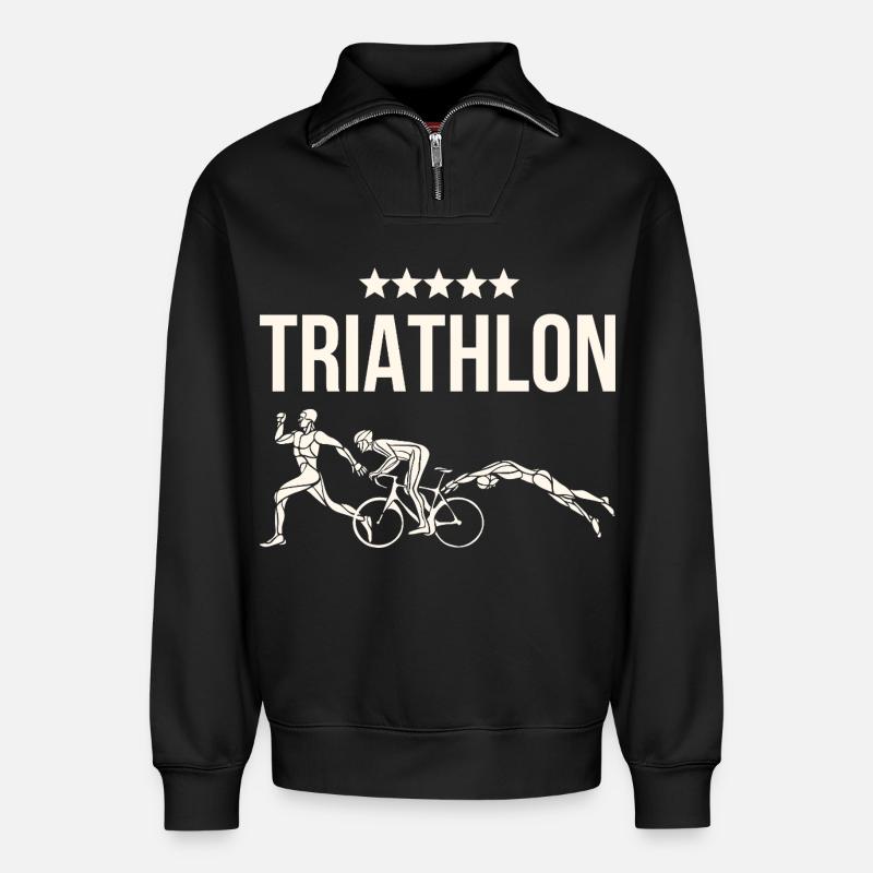 Triathlon - Relaxed Unisex Organic Half Zip Sweatshirt – von SPREAD - Schwarz