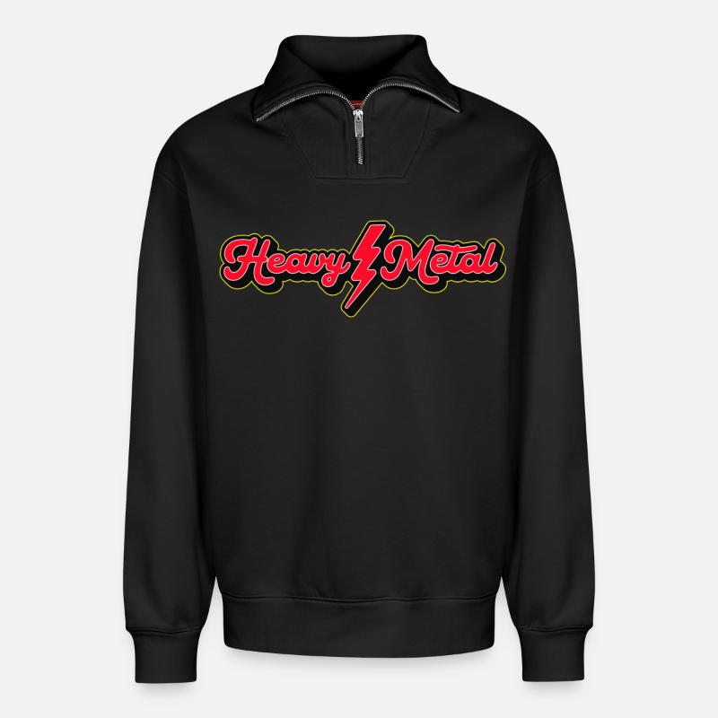 Heavy Metal Lightning Bolt Script-Logo - Relaxed Unisex Organic Half Zip Sweatshirt – von SPREAD - Schwarz