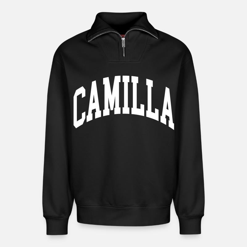 Camilla - Relaxed Unisex Organic Half Zip Sweatshirt – von SPREAD - Schwarz