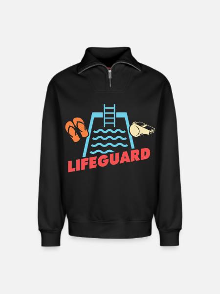 Lifeguards Love Lifeguard Swimmers - Relaxed Unisex Organic Half Zip Sweatshirt – by SPREAD - black