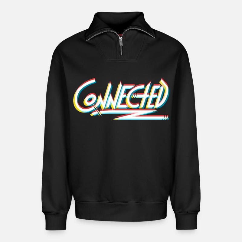 Connected_white_prism - Relaxed Unisex Organic Half Zip Sweatshirt – by SPREAD - black