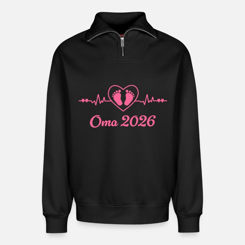  Oma 2026  - Relaxed Unisex Organic Half Zip Sweatshirt – von SPREAD - Schwarz