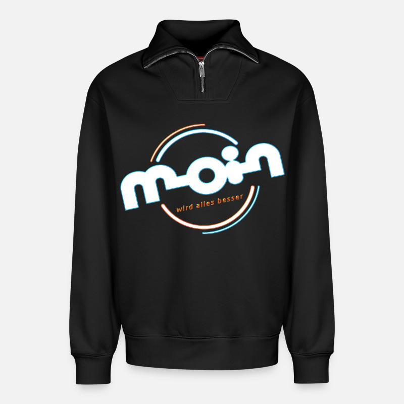 Moin - Relaxed Unisex Organic Half Zip Sweatshirt – von SPREAD - Schwarz
