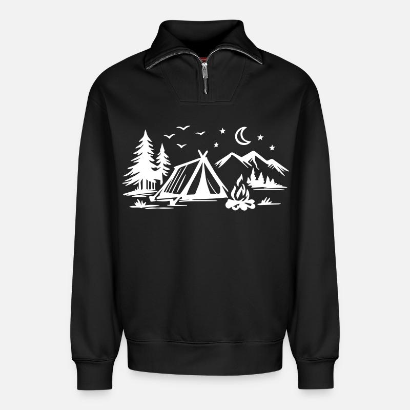 Camping Tent - Relaxed Unisex Organic Half Zip Sweatshirt – by SPREAD - black