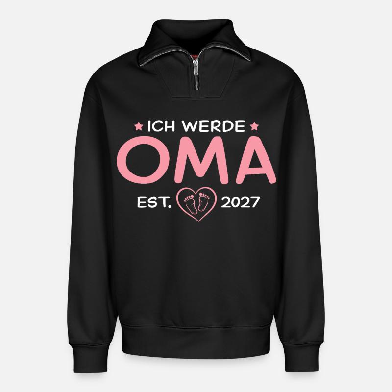 Ich werde Oma 2027 – Stolze Großmutter - Relaxed Unisex Organic Half Zip Sweatshirt – von SPREAD - Schwarz