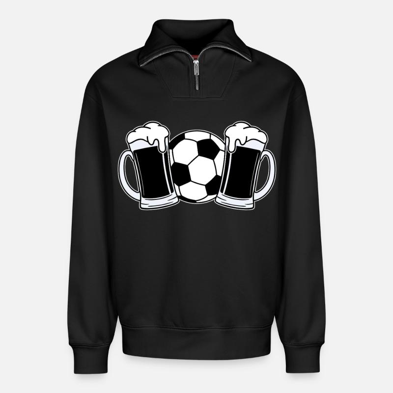 Fußball Bier - Relaxed Unisex Organic Half Zip Sweatshirt – von SPREAD - Schwarz