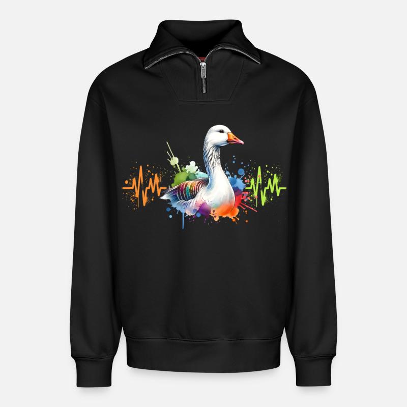 Gans Herzlinie - Relaxed Unisex Organic Half Zip Sweatshirt – von SPREAD - Schwarz