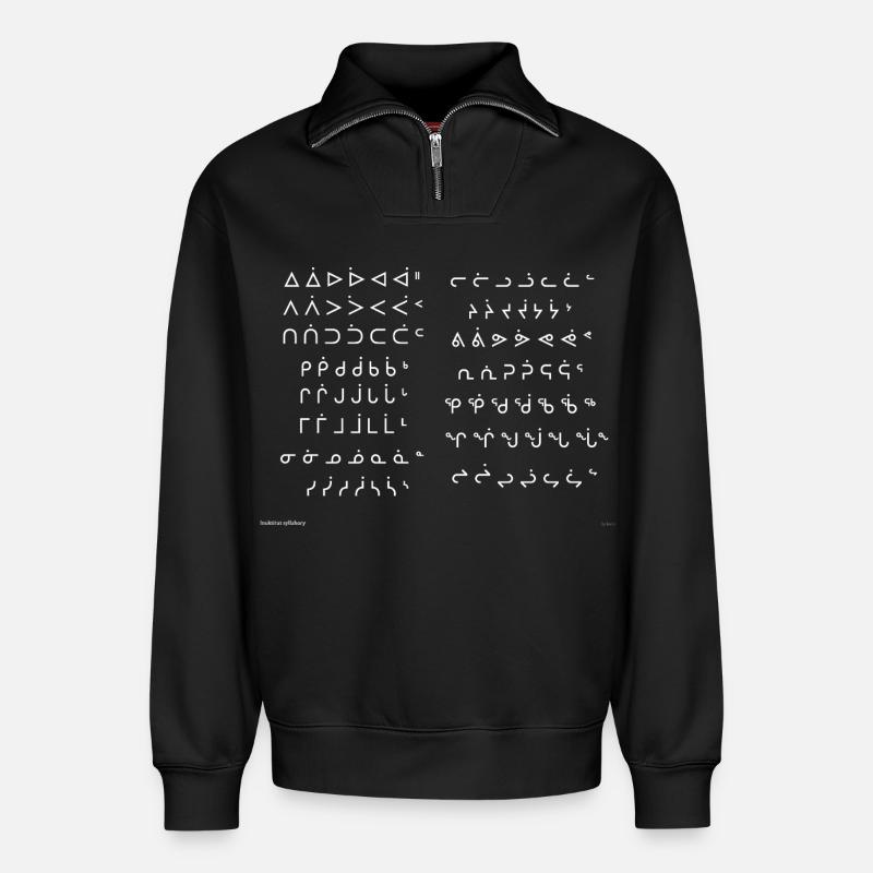 Inuktitut-Silben - Relaxed Unisex Organic Half Zip Sweatshirt – von SPREAD - Schwarz