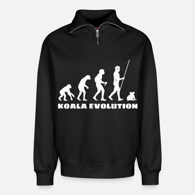 Koala Evolution - Relaxed Unisex Organic Half Zip Sweatshirt – by SPREAD - black
