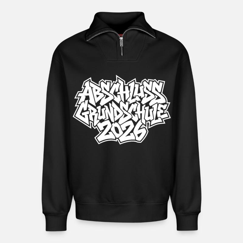 Grundschule Abschluss 2026 Graffiti - Relaxed Unisex Organic Half Zip Sweatshirt – von SPREAD - Schwarz