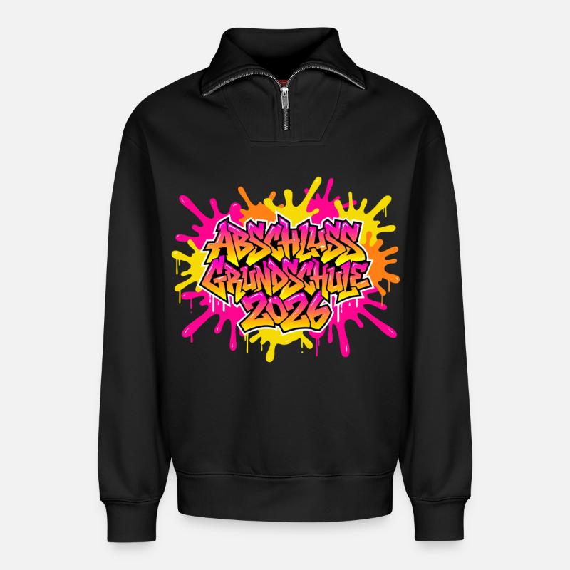 Grundschule Abschluss 2026 Graffiti - Relaxed Unisex Organic Half Zip Sweatshirt – von SPREAD - Schwarz