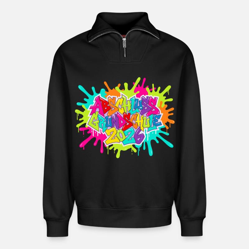 Primary school graduation 2026 - Relaxed Unisex Organic Half Zip Sweatshirt – by SPREAD - black