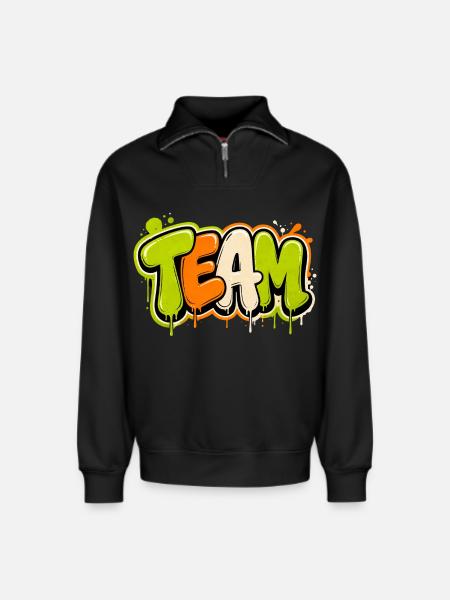 Team - Relaxed Unisex Organic Half Zip Sweatshirt – by SPREAD - black