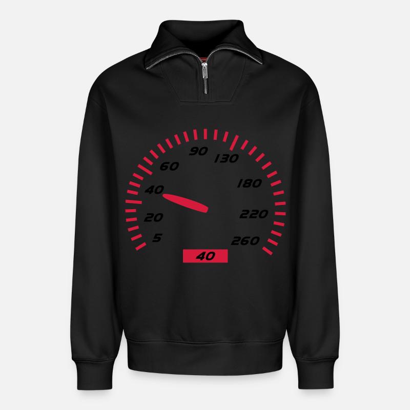 Anniversaire - 40e - Sweat unisexe décontracté en coton biologique à demi-zip – de SPREAD - noir