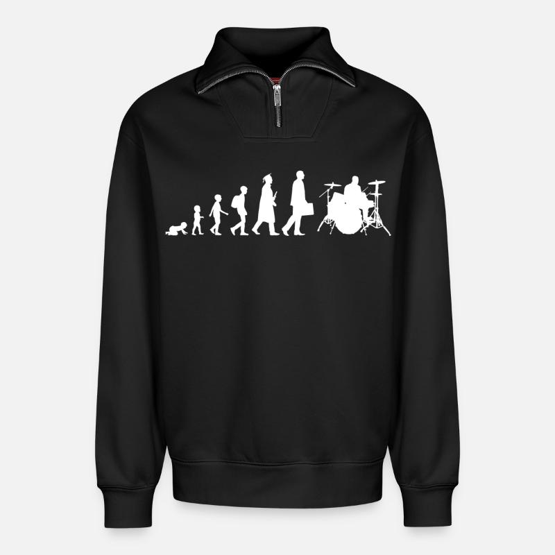 Drummer Evolution - Relaxed Unisex Organic Half Zip Sweatshirt – by SPREAD - black