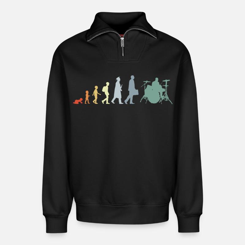 Drummer Evolution - Relaxed Unisex Organic Half Zip Sweatshirt – von SPREAD - Schwarz