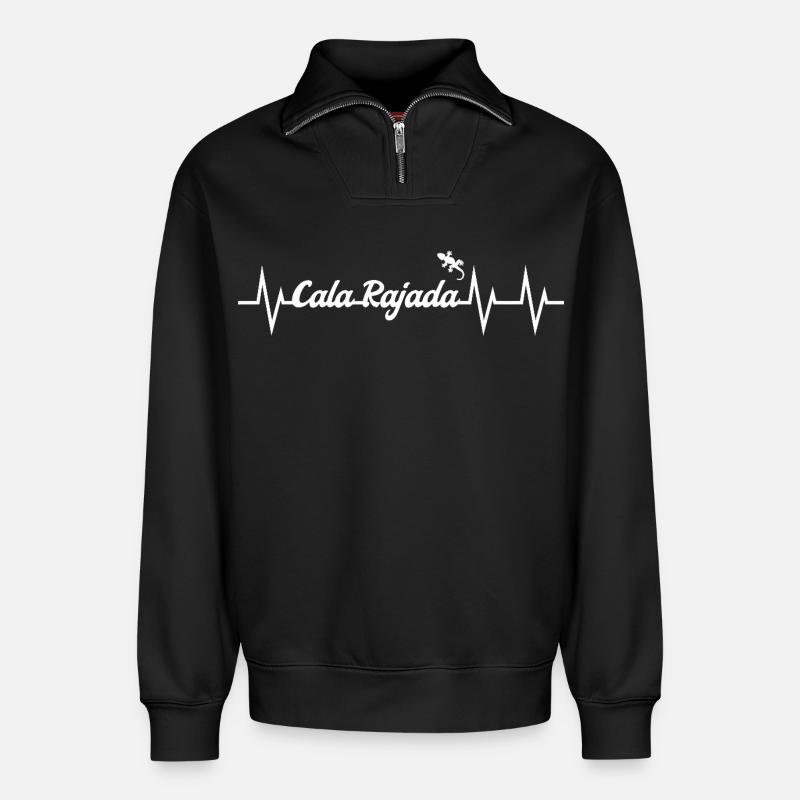 Heartbeat Cala Rajada - Relaxed Unisex Organic Half Zip Sweatshirt – von SPREAD - Schwarz