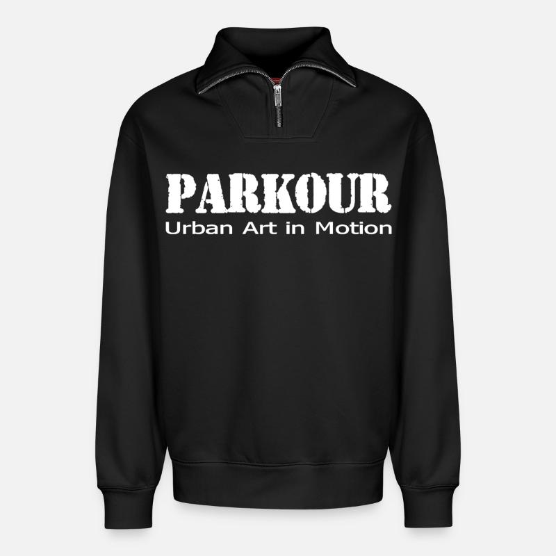 Parkour - Relaxed Unisex Organic Half Zip Sweatshirt – von SPREAD - Schwarz