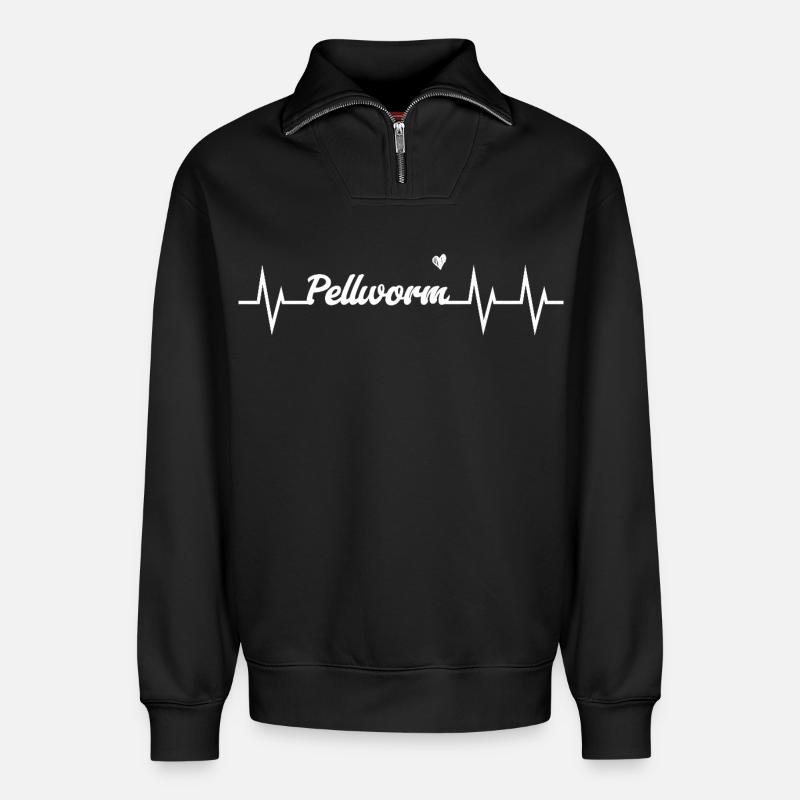 Heartbeat Pellworm - Relaxed Unisex Organic Half Zip Sweatshirt – von SPREAD - Schwarz