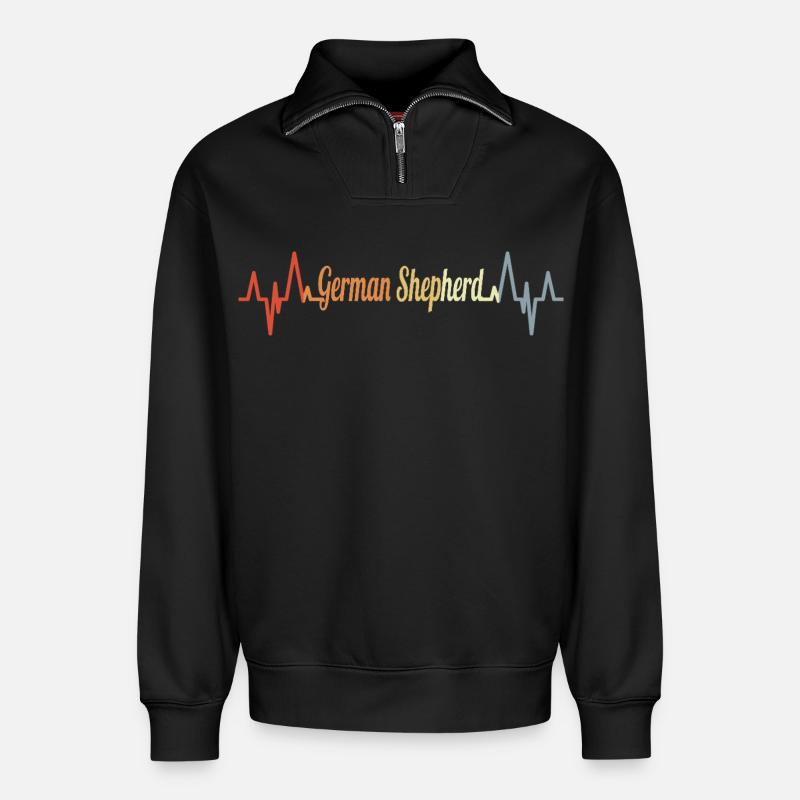 Schäferhund Pulsschlag - Relaxed Unisex Organic Half Zip Sweatshirt – von SPREAD - Schwarz