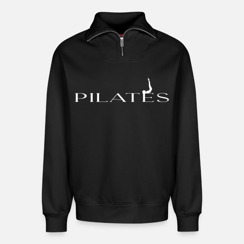 Pilates - Relaxed Unisex Organic Half Zip Sweatshirt – von SPREAD - Schwarz
