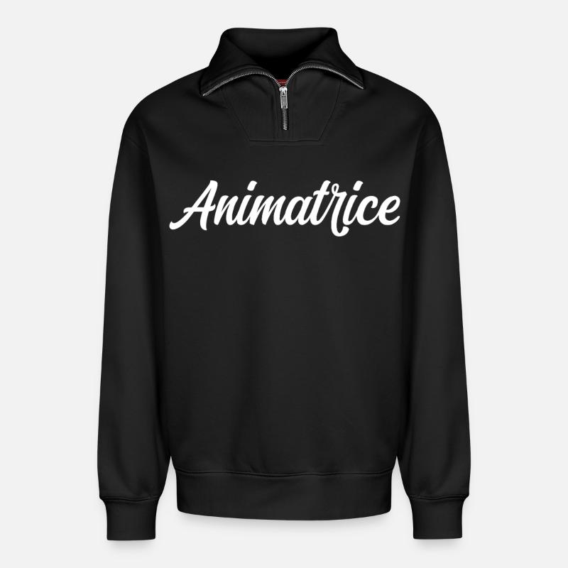 facilitator - Relaxed Unisex Organic Half Zip Sweatshirt – by SPREAD - black