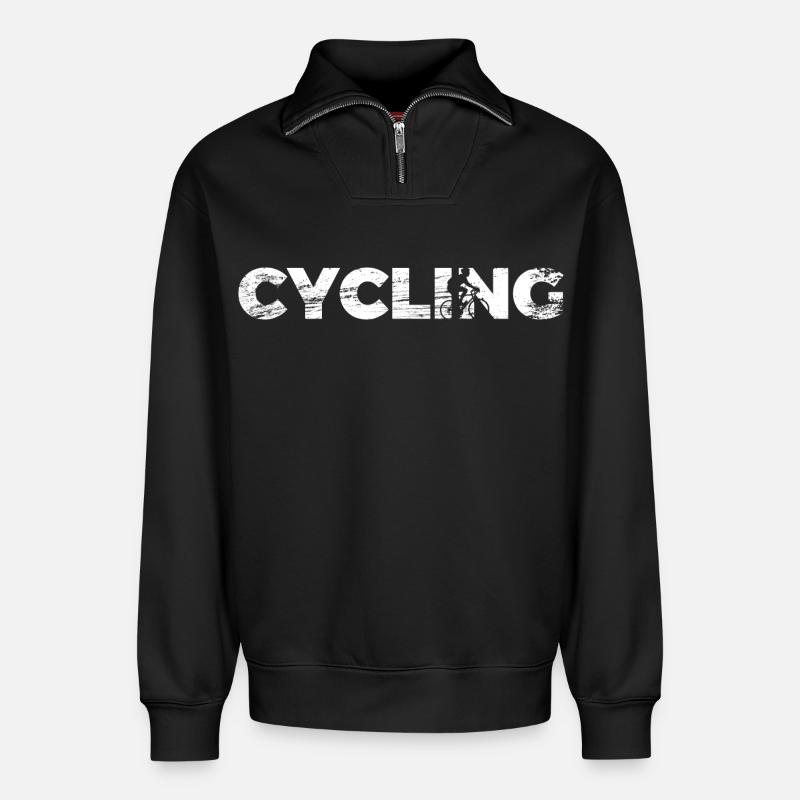 Lustiger Radfahrer - Relaxed Unisex Organic Half Zip Sweatshirt – von SPREAD - Schwarz