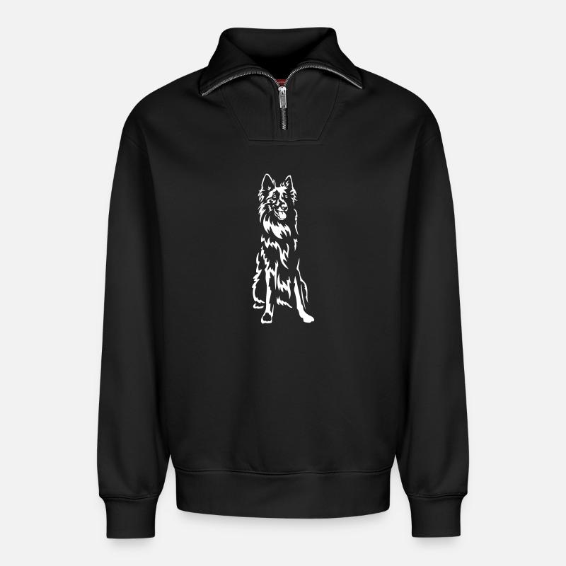 Groenendael "Black Edition" - Relaxed Unisex Organic Half Zip Sweatshirt – von SPREAD - Schwarz