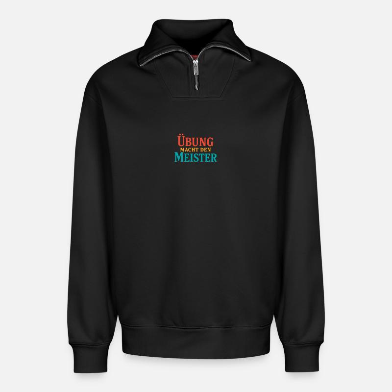 Practice forging the Master - Relaxed Unisex Organic Half Zip Sweatshirt – by SPREAD - black
