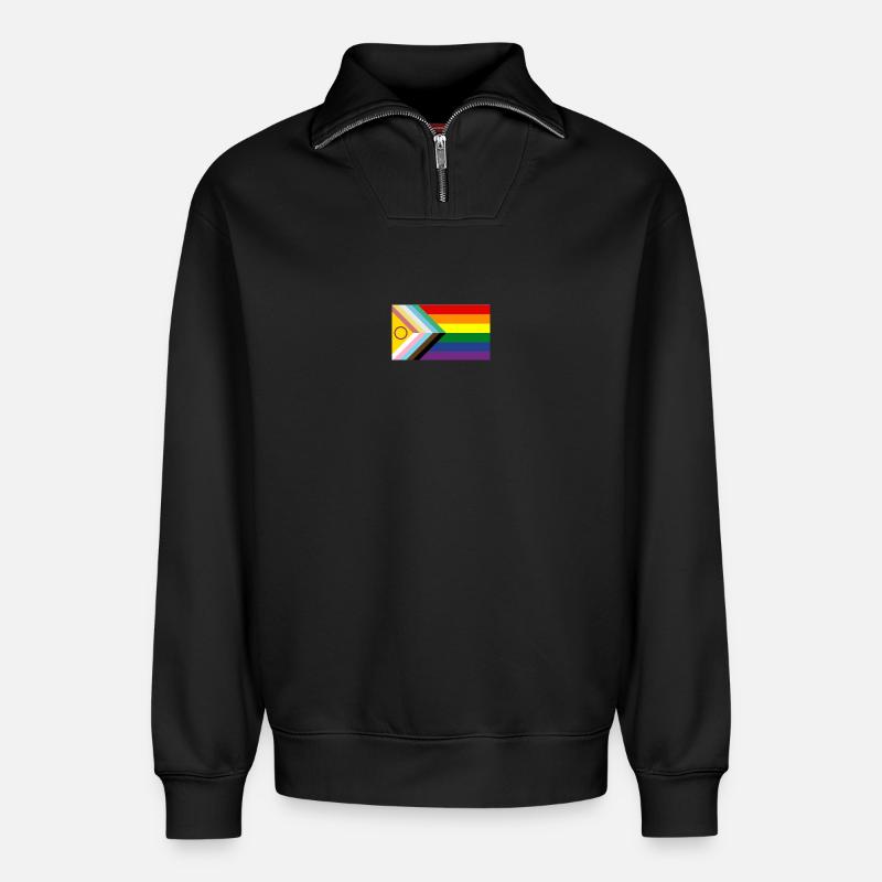 Fierté du handicap - Sweat unisexe décontracté en coton biologique à demi-zip – de SPREAD - noir