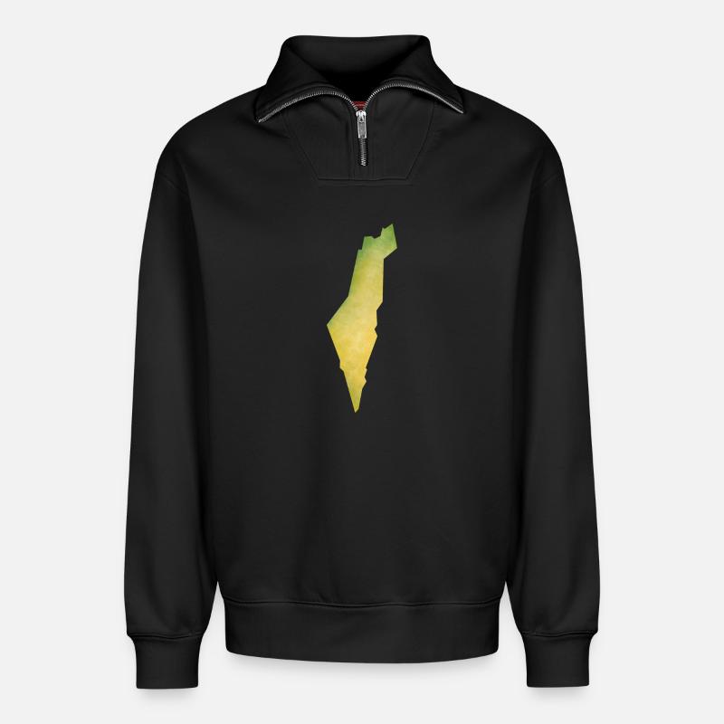Israel - Relaxed Unisex Organic Half Zip Sweatshirt – von SPREAD - Schwarz