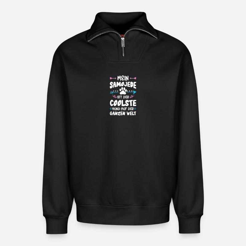 samojede hund spruch - Relaxed Unisex Organic Half Zip Sweatshirt – von SPREAD - Schwarz