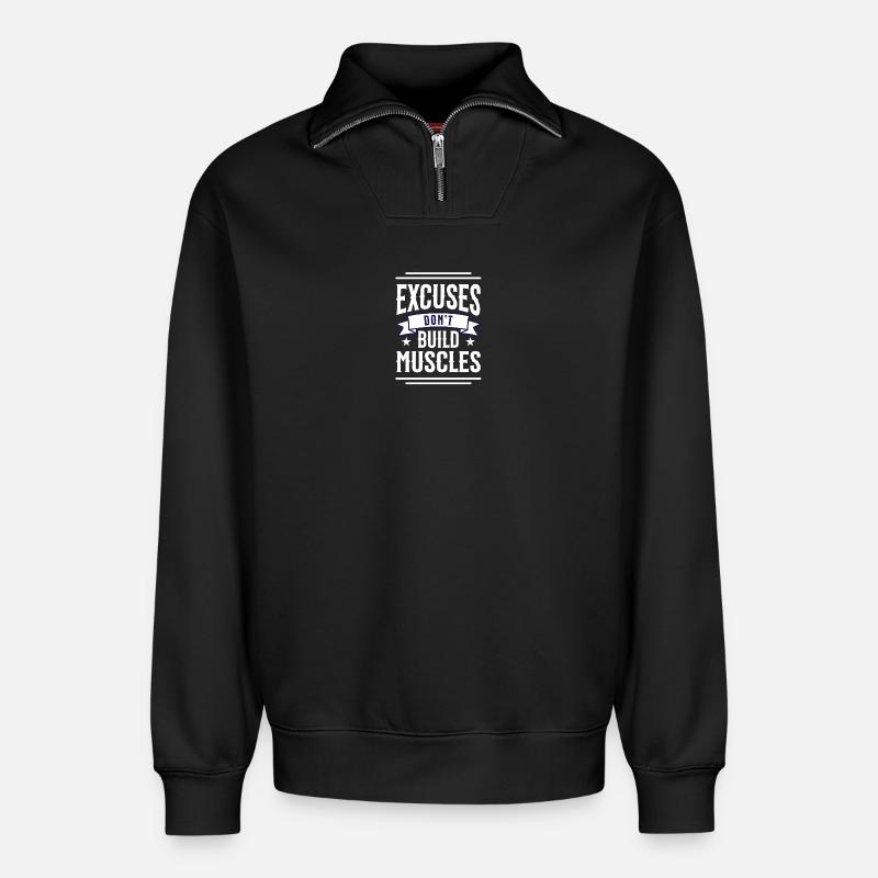 Don't excuse - Relaxed Unisex Organic Half Zip Sweatshirt – by SPREAD - black