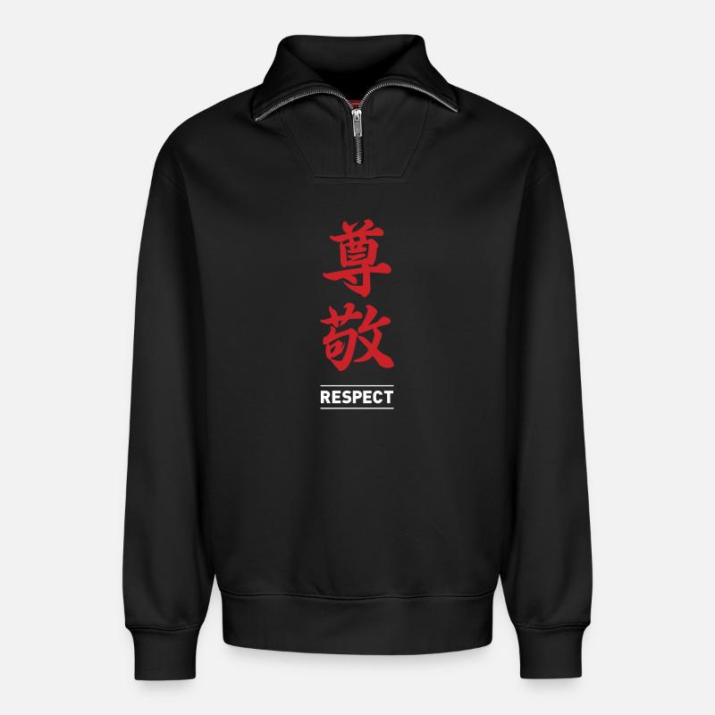 Respect 2 - Sweat unisexe décontracté en coton biologique à demi-zip – de SPREAD - noir